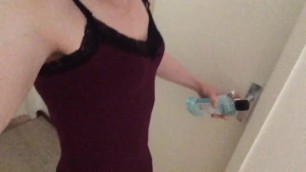 Sexy crossdresser is taking a shower