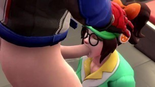 Mei giving a sloppy blowjob