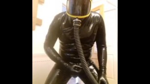 Latex breath play wank