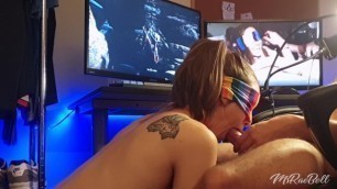 Gaming blowjob with teen deepthroat ball licking and cumshot - Ms Rae Bell