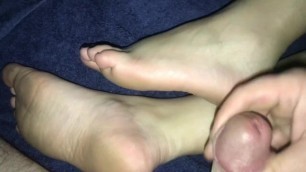 Cumming on my friends wife's feet
