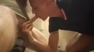 Sucking this guys dick in a public restroom