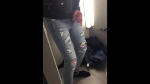 Skinny jeans wank and cumming dressing room