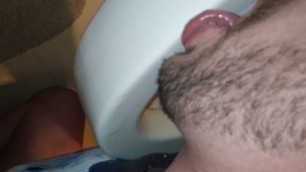 Cum eating toilet