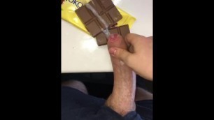 Cumming on Norwegian milk chocolate