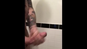 Hot Tattooed Guy Jerks Off Huge Cum Load