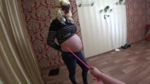Pregnant teen gets owned by a lesbian mistress