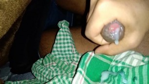 Indian teen Boy Masturbating and Cumming a load on bed