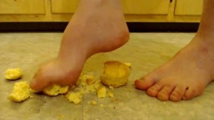 Dreena Rogue Crushing Tiny Hard Corn Muffins with Her Strong Feet
