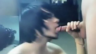 Emo guy sucks buddy and cums