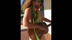 Slam Duncan Plays Guitar At Anti-Marijuana Store Wearing Mankini