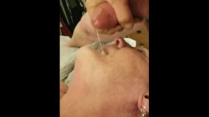 Shooting a hot load of cum in my wife's mouth