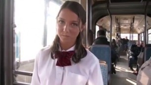 Ultra Cute high school girl gets fucked in a bus