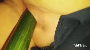 BBW Schoolgirl Fucking Pussy With Cucumber
