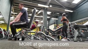 Admit workout for fit brunette teen with an amazing ass gym spy cam style