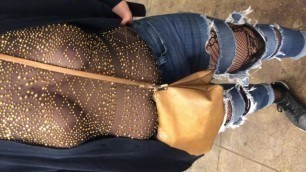 Wife see through shirt in public train station
