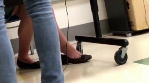 Teacher shoeplay in class