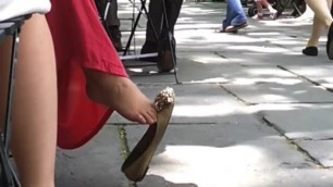 Asian lunchtime shoe play with flats