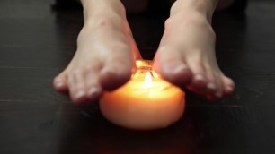 Hot Candle Wax Lotion Foot Rub and Massage of Sexy High Arched Feet