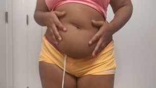 Fat belly in tight shorts ~ (BBW, Female ❤) 18