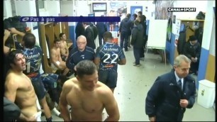 Rugby players in locker room