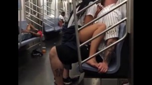 Dirty couple make a baby, in front of god and everybody on the subway