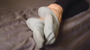 Dirty White ped socks tease