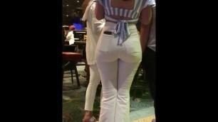 White girl white jeans booty