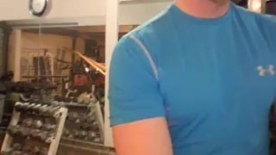 FIT BLUE SHIRT WORKS OUT, SHOWERS, AND CUMS