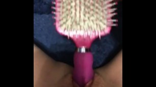 Wett pussy won't keep thick brush in