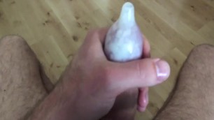 Massive cumshot in condom