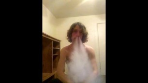 Topless Transwoman Vaping Numerous Times In One Sitting