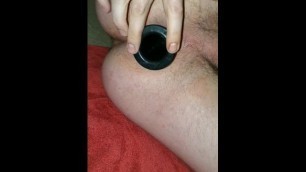 Husband fucks himself with huge butt plug