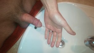 Piss in sink and on my wedding ring before stroking