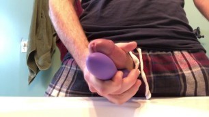 Cumshot blooper with vibrator on cock