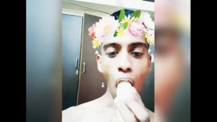 Indian teen taking a  huge banana