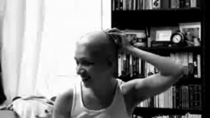 nice girl headshave at home