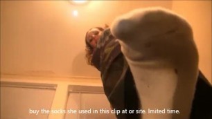 BLonde Girl crush ants wearing socks (underglass) (buyed movie)
