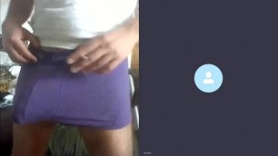Purple underwear cum load. Jerking on Skype. PatrickFamousCock