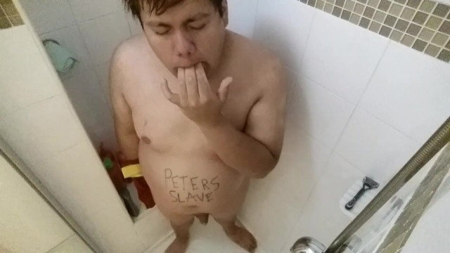 Chub Boy Strips, Piss, and Showers for Friend (Request)