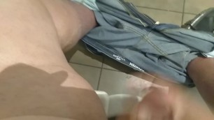 Solo jacking at work with cum