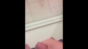 Cumshot while watching milf porn at the hotel