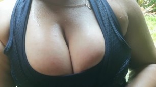 I play with my boobs at the park