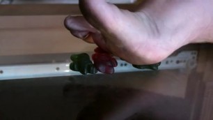 Jelly sweets under my foot - under glass cam