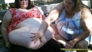 Big Belly Rubbed In Public Park By SSBBW Girlfriend - Jiggle That Fat