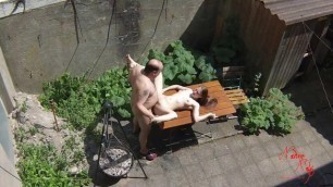 Voyeurs film teeny slut fucking with fat old grandpa on the terrace
