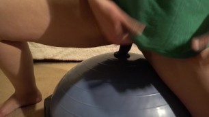 Young Latina Mommy Trying Her Toy On a Bosu Ball to Masturbate