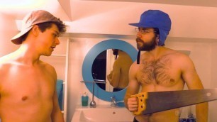 Two Hot Plumbers get Saucy in the Bathroom