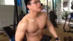 Muslce Asian Guy in the Gym