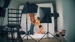 PETITE LATINA SUCKS THE CUM OUT OF ME IN THE MIDDLE OF PHOTOSHOOT!!